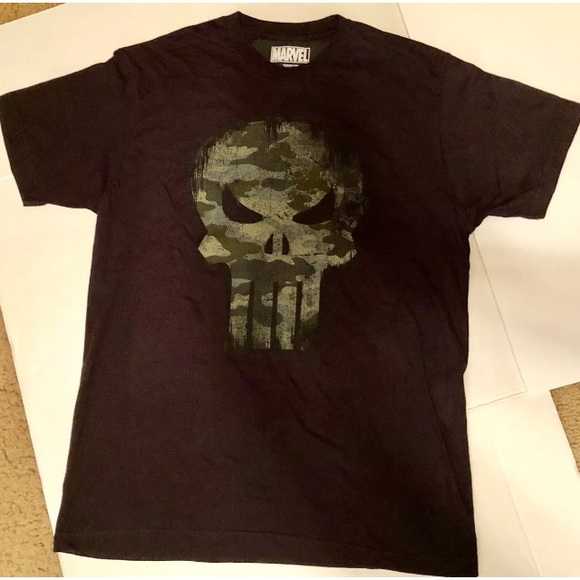 Marvel Skater 💀 Skull The Punisher Tee Camo/Blk L - Picture 2 of 5